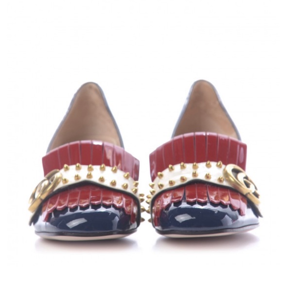 Studded Patent Gucci Marmont Pumps/Loafers - Picture 9 of 16